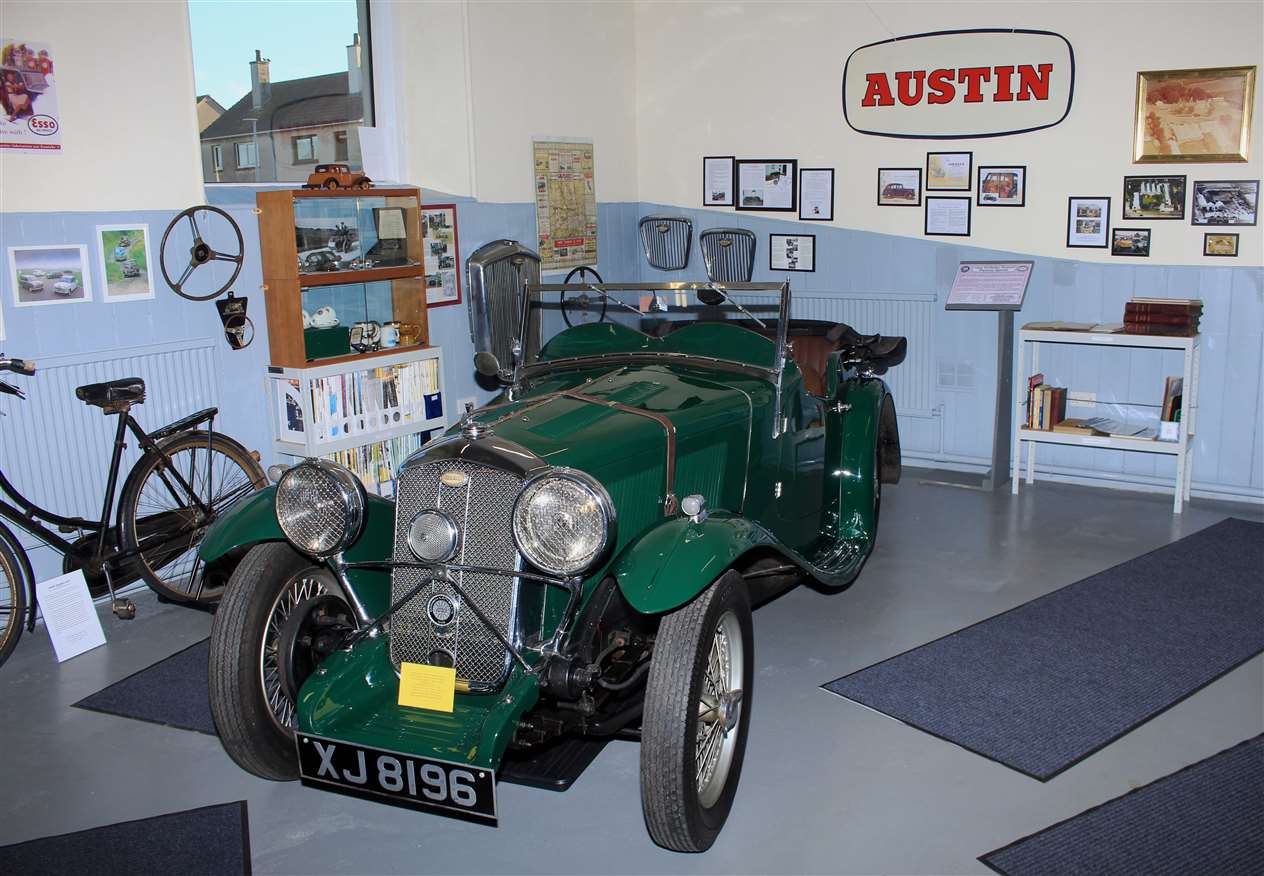 One of the vintage cars forming the display of motoring heritage in Halkirk.