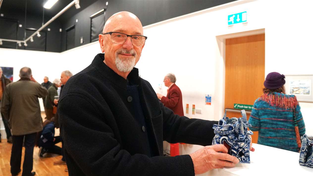 David Kinghorn from Dunnet with his sculpture called Ice Temple. Picture: DGS