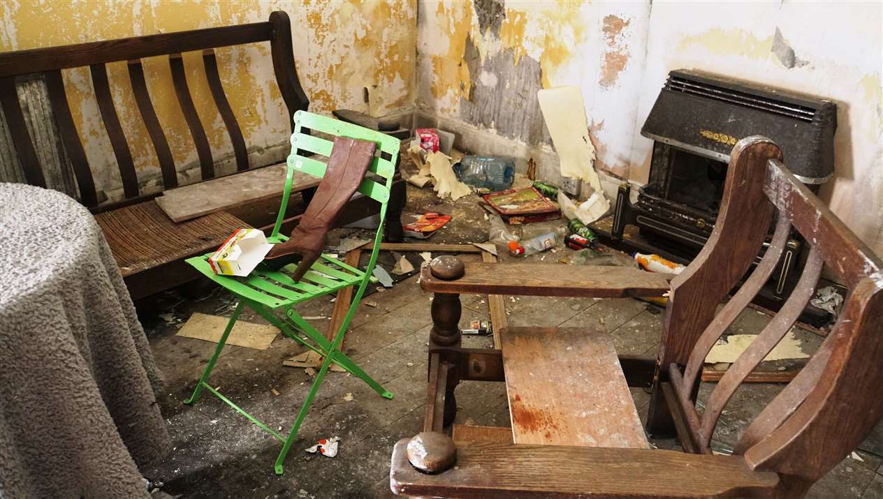 The owner was shocked when he returned from Italy to find his house wrecked by vandals.