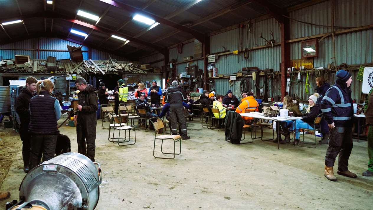 Ploughmen along with friends and family retired to the barn after the event and waited the results. Picture: DGS
