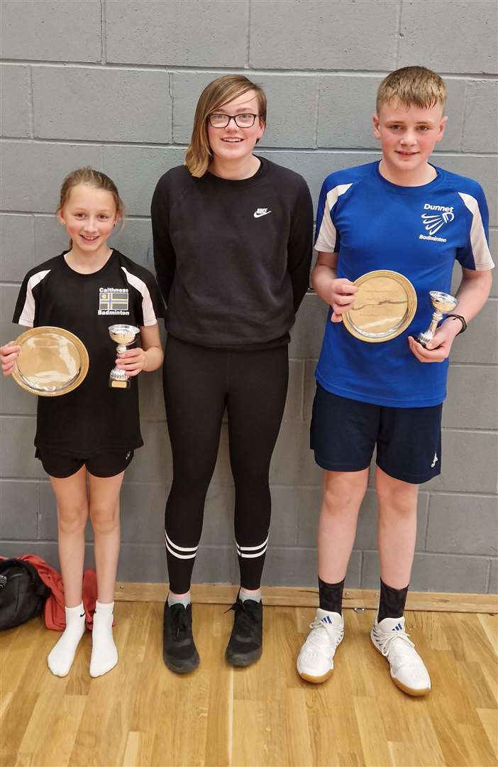 Under-13 mixed winners Sophie Mackay and Dhaill Mackay with Chloe Mackenzie.