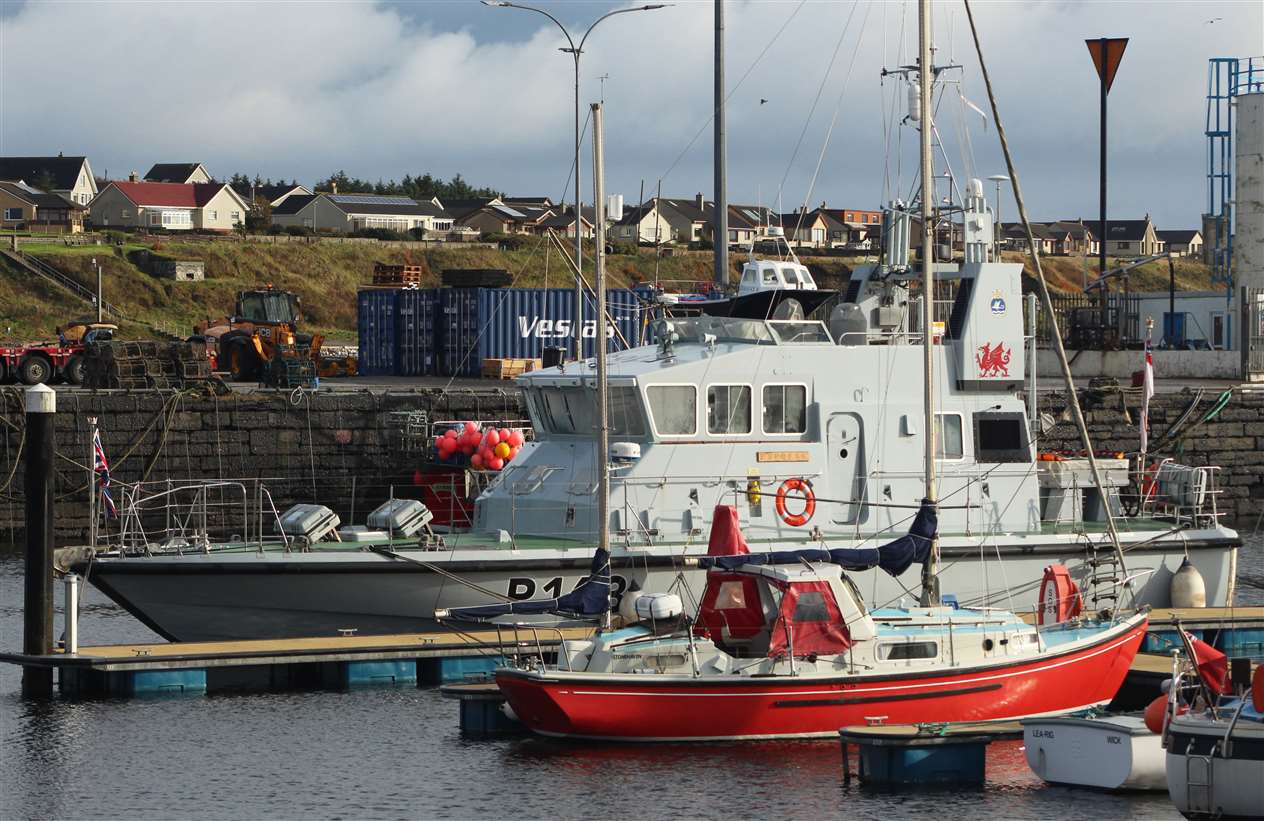 HMS Express in Wick harbour today. Picture: Alan Hendry