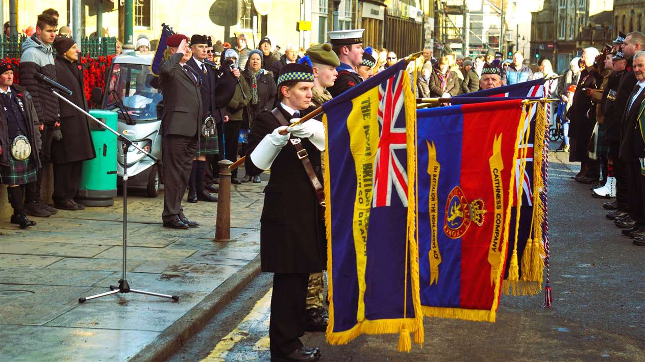 Colourful display at Thurso's Remembrance Sunday parade. Picture: DGS