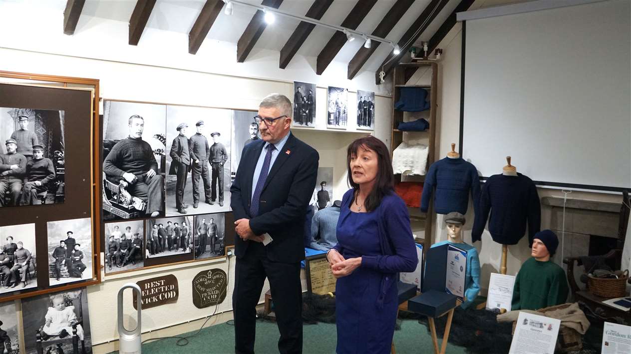 Willie Watt and Catherine Patterson prepare to had out the Saltire Summit Awards to the young volunteers at a special evening in Wick Heritage Centre. Picture: DGS