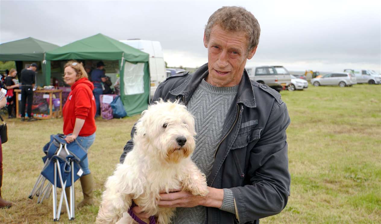 John Macgregor with his rare dog called Nipper who is a sealyham terrier.