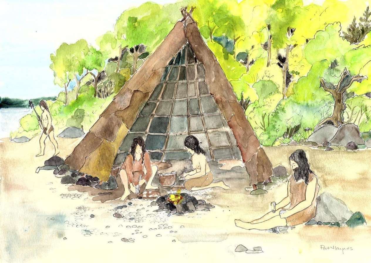Artist's impression of the kind of Mesolithic hunter-gatherers that would have lived at Berriedale.