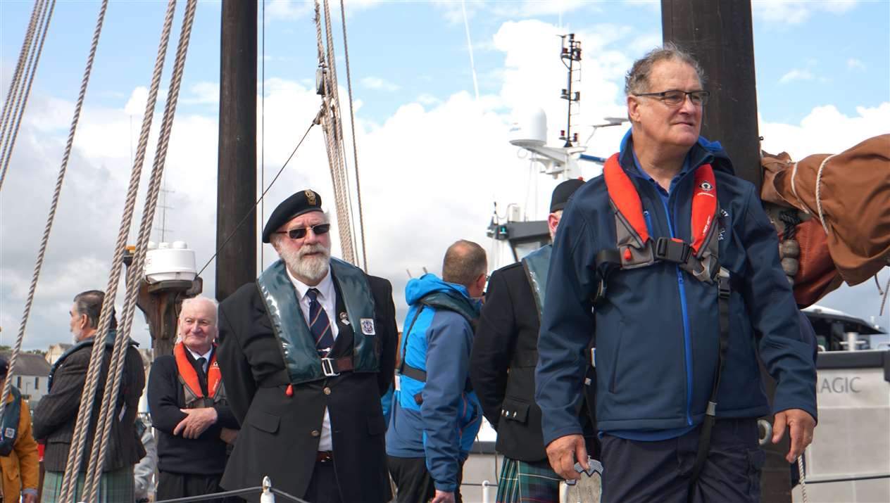 The Isabella Fortuna gets ready to sail into Wick Bay for the ceremony on Sunday afternoon. Picture: David G Scott