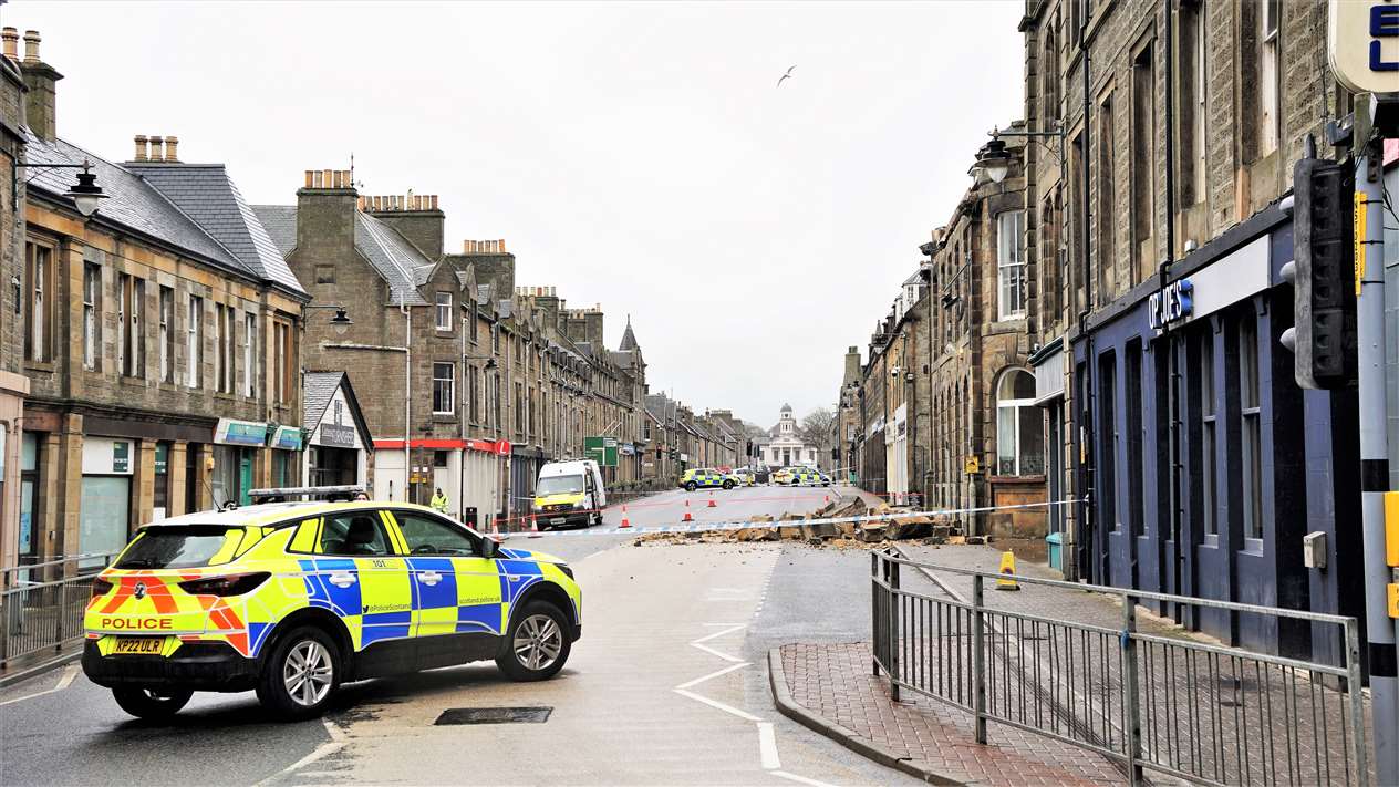 Police cordoned off Traill Street at the scene of this morning's incident. Picture: DGS