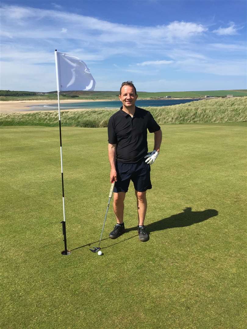Reay Golf Club captain Andy Bain at the ninth hole after courses were allowed to reopen in the summer.