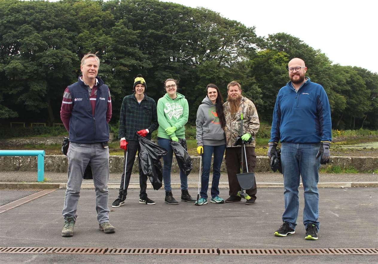 A group from Pulteneytown and Thrumster Church who volunteered for a litter-pick at Wick riverside on Saturday. Picture: Alan Hendry