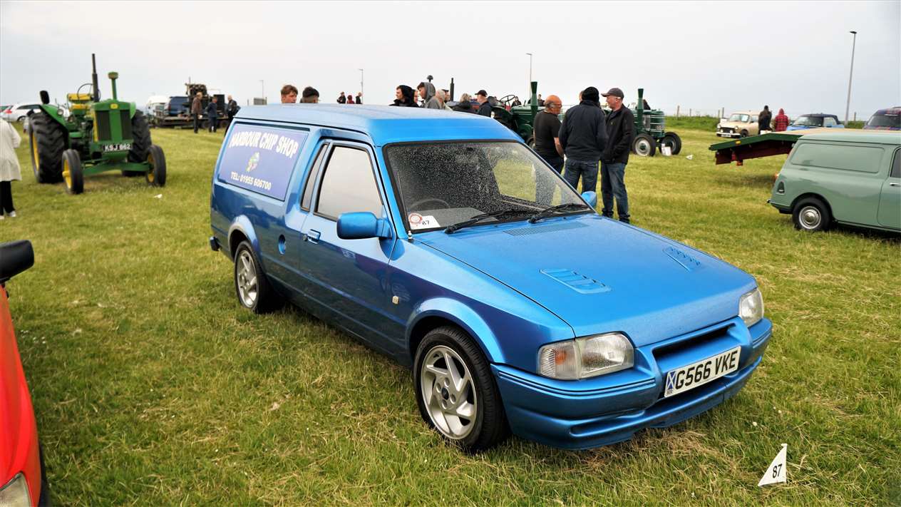 Declan McPhee's 1990 Ford Escort van emblazoned with the name of his shop. Picture: DGS