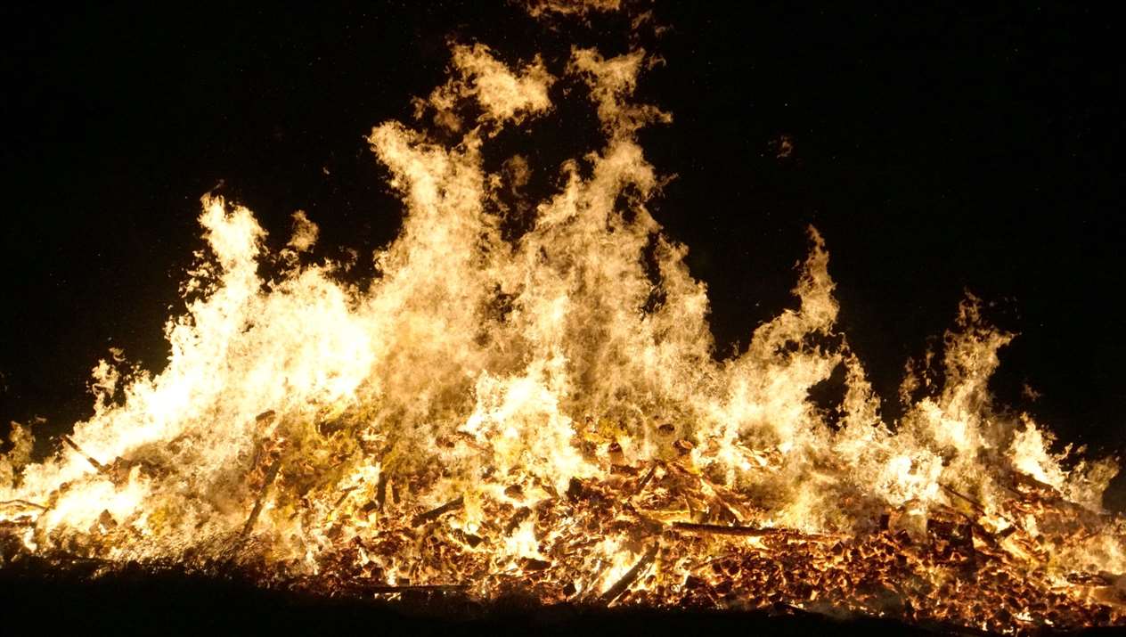 The Gala Week bonfire at its height.