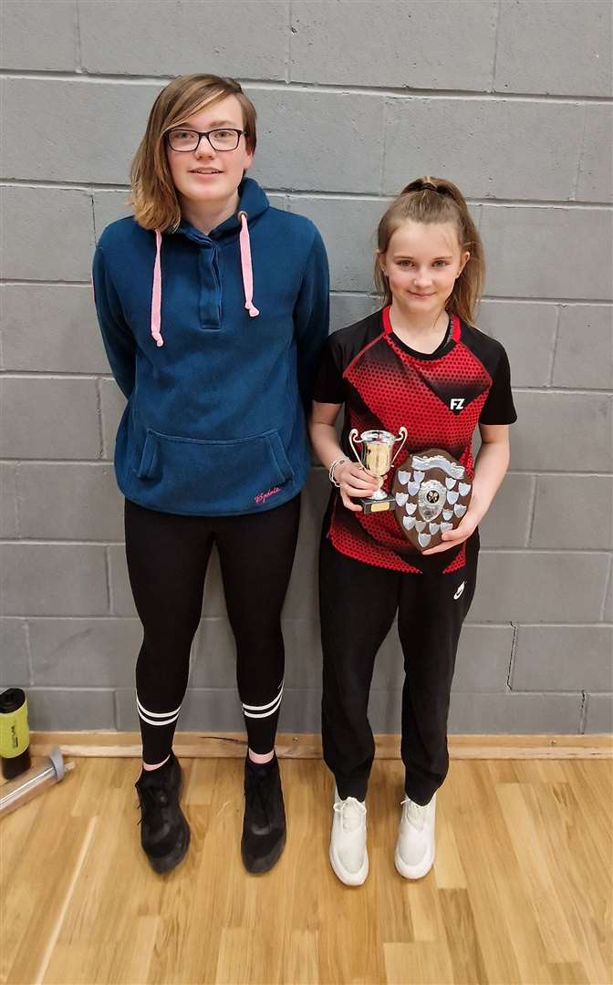 Girls' singles winner Ava Cook with Chloe Mackenzie from Highland Workwear.