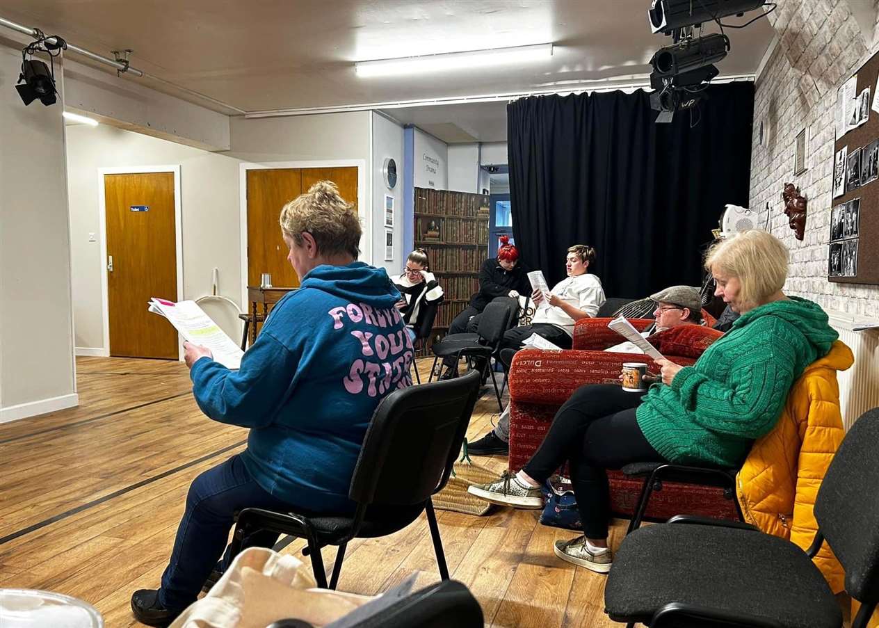 Members of Wick Players preparing for next month's pantomime.