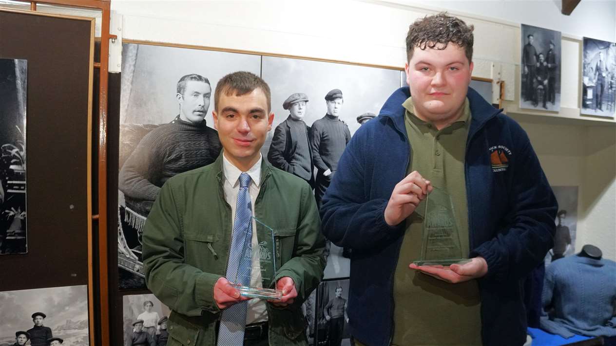Kieran Chard (left) and Scott Mackenzie were rewarded for their voluntary work at an event in Wick Heritage Centre. Picture: DGS
