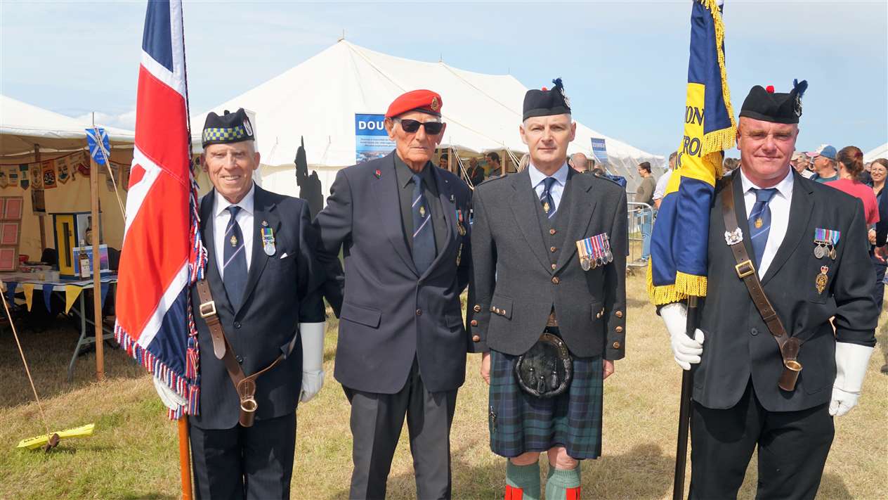 On parade at the games were from left, Alex Paterson, Denny Swanson, Angus Mackay and Kev Stewart. Picture: DGS