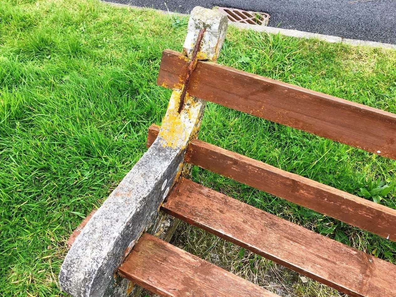 One of the three benches showing how badly it had deteriorated.