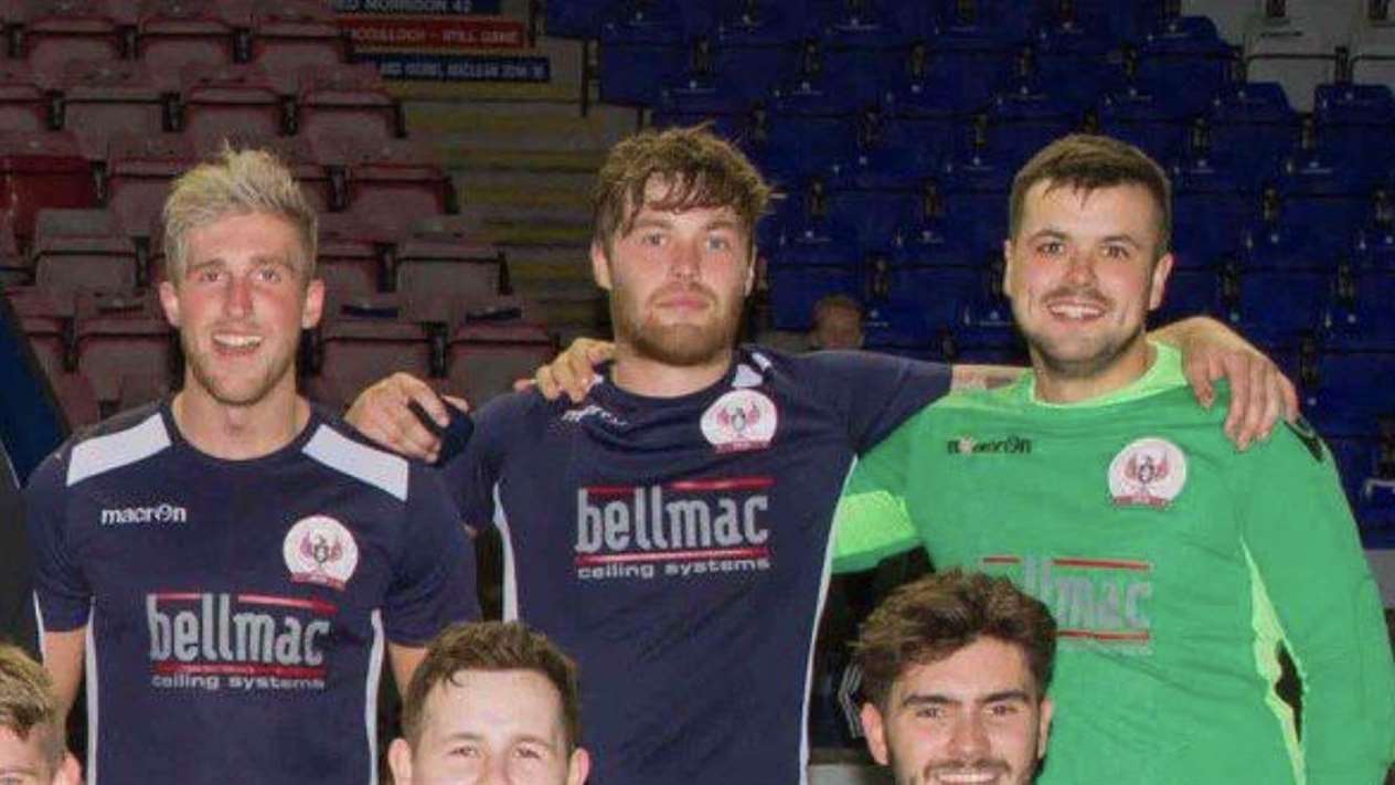 Bellmac's facebook page has this individual, far right, pictured as their goalkeeper. But their page did not reveal if this player was Daniel Rae or Sunnybank reserve Ryan Slaney.