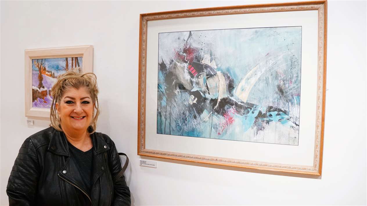 Jackie Newton with Winter Warship which is acrylic on heavy watercolour paper. Picture: DGS