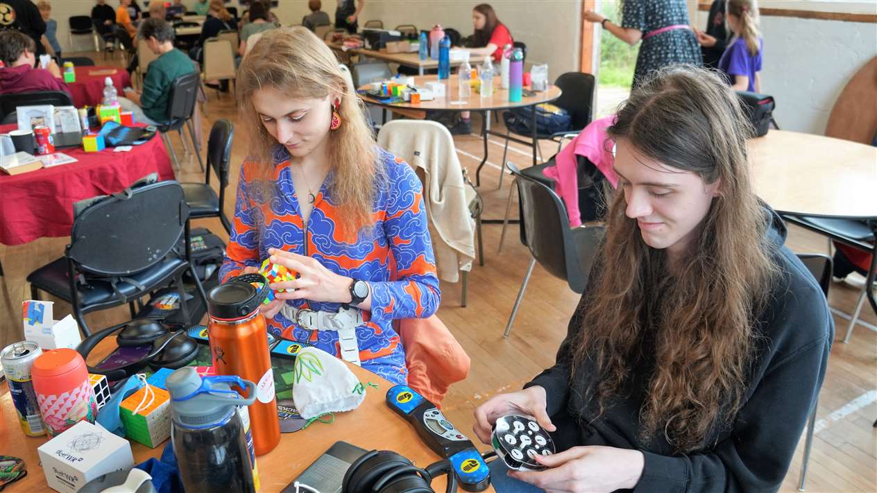 Hazel and Sam practicing before the competition. Picture: DGS