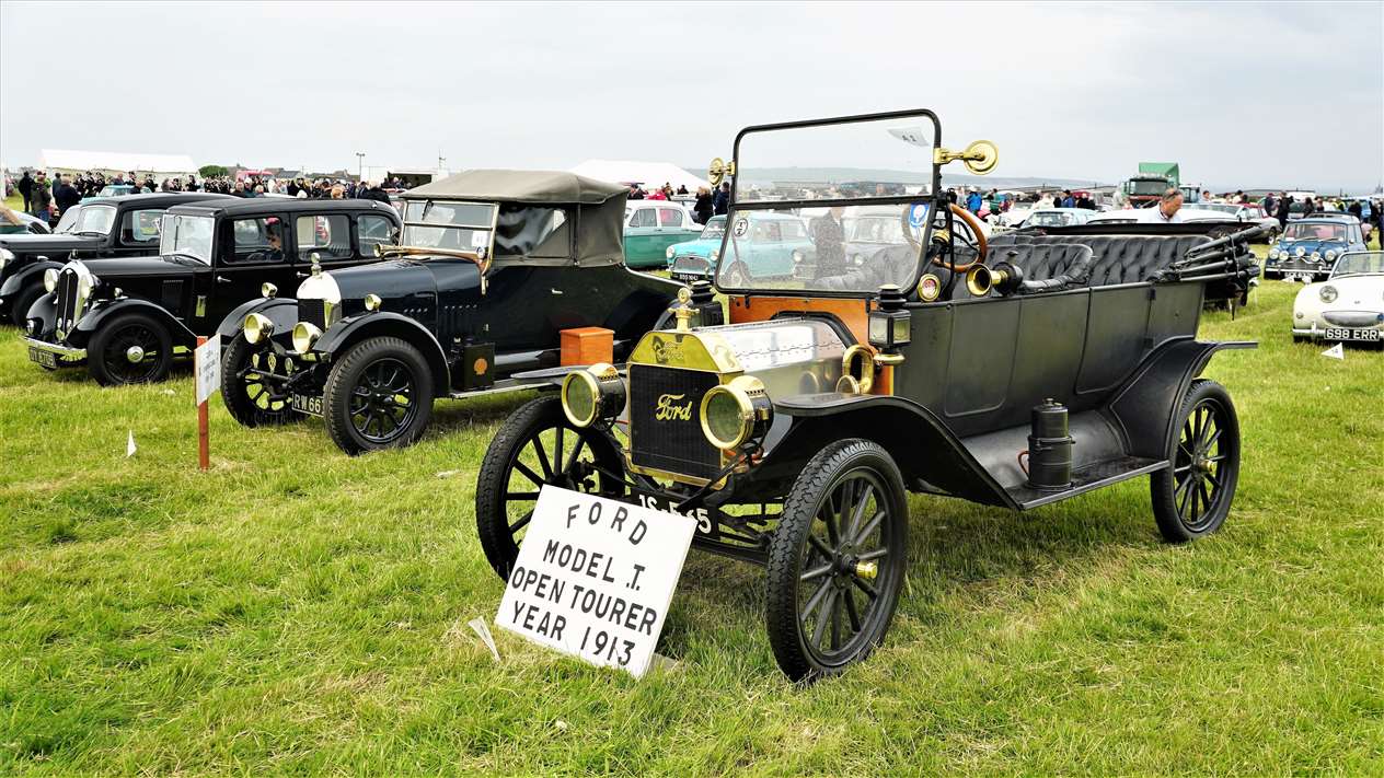 The 1913 Model T sits beside some younger cars at the event. . Picture: DGS