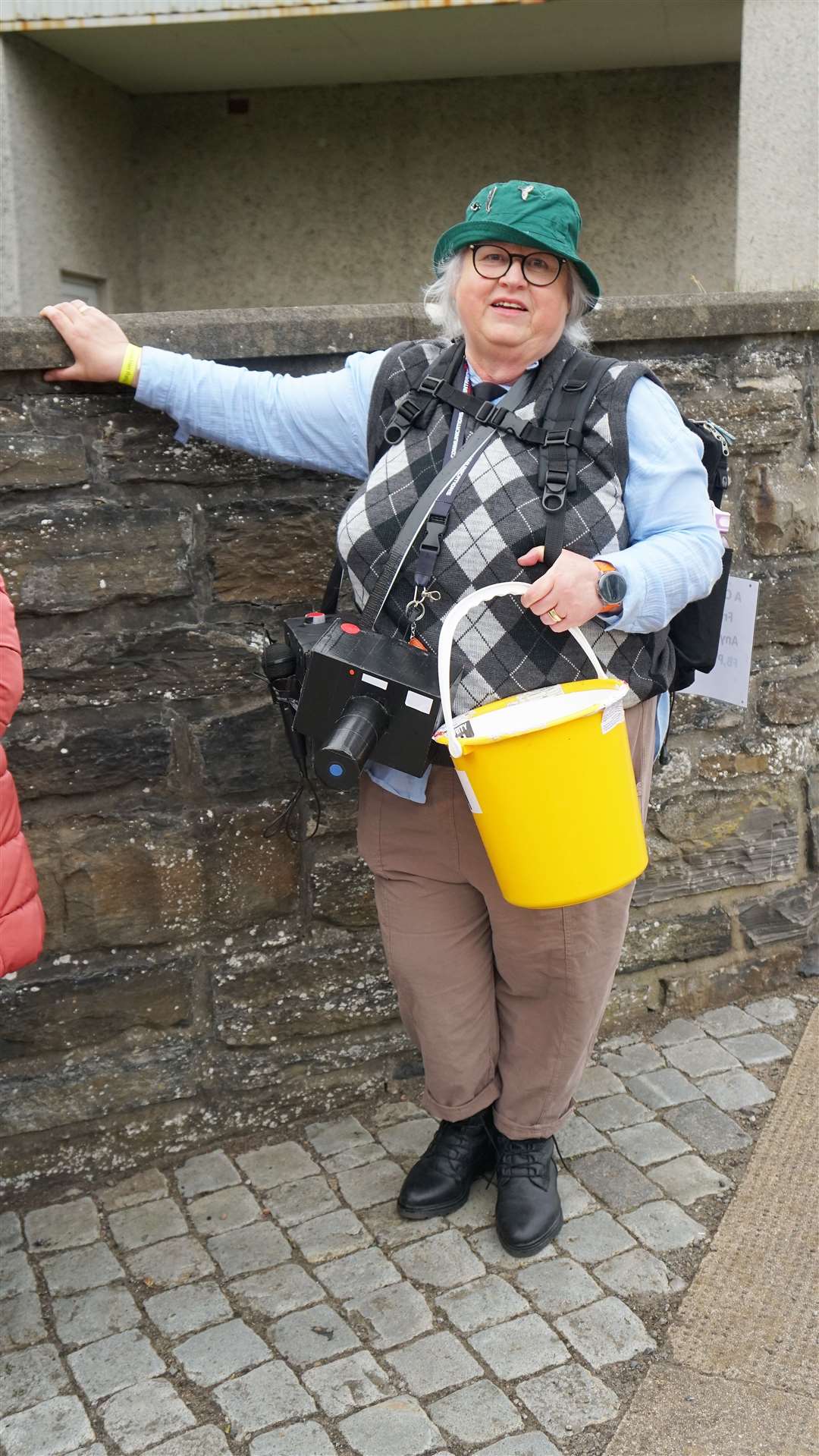 Ann Bremner from Thrumster appears as Groat reporter David G Scott and meets the man himself at Wick's Gala Week parade.