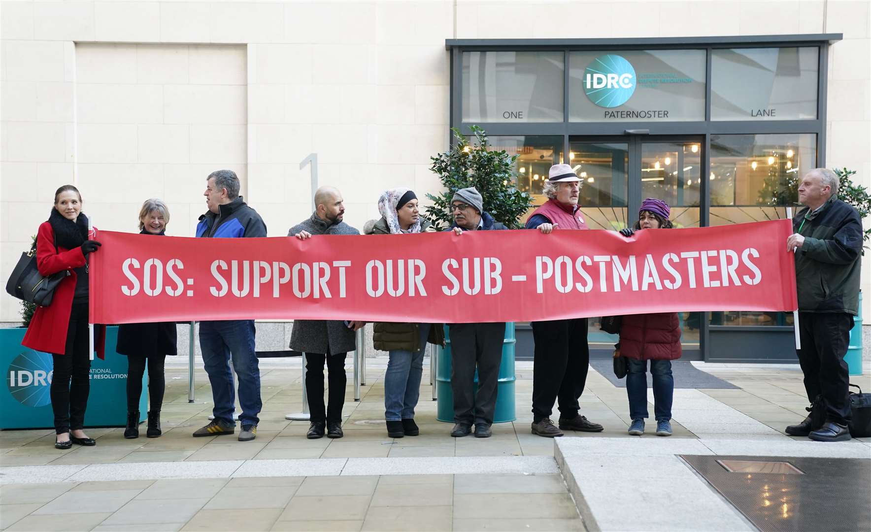 Protesters outside the Post Office Horizon IT inquiry (Kirsty O’Connor/PA)