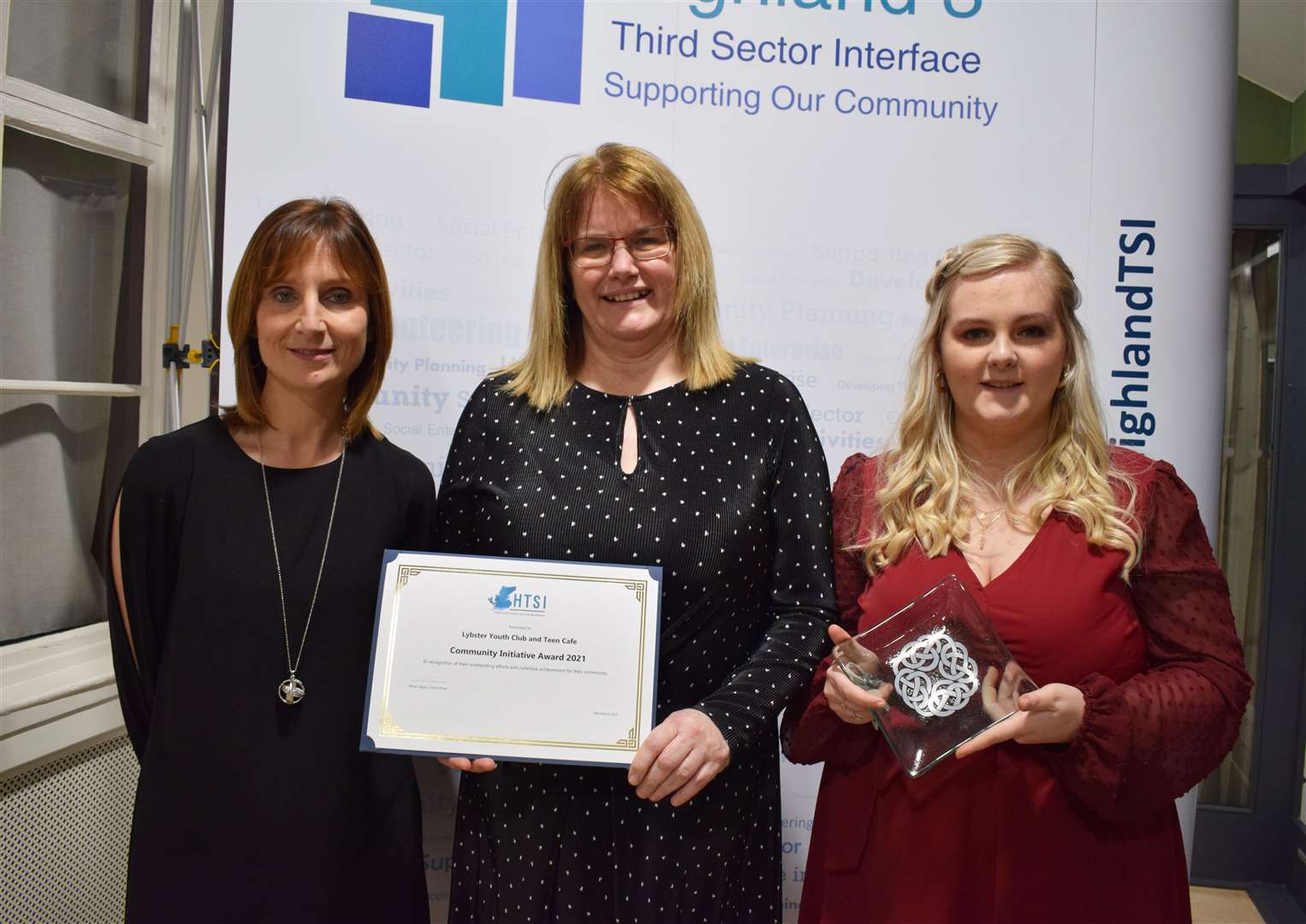 Caithness Community Connections won the Community Initiative Award for its work with Lybster Youth Clubs and Teen Café. From left: Amanda Houliston, Heather Urquhart and Sophie Campbell.