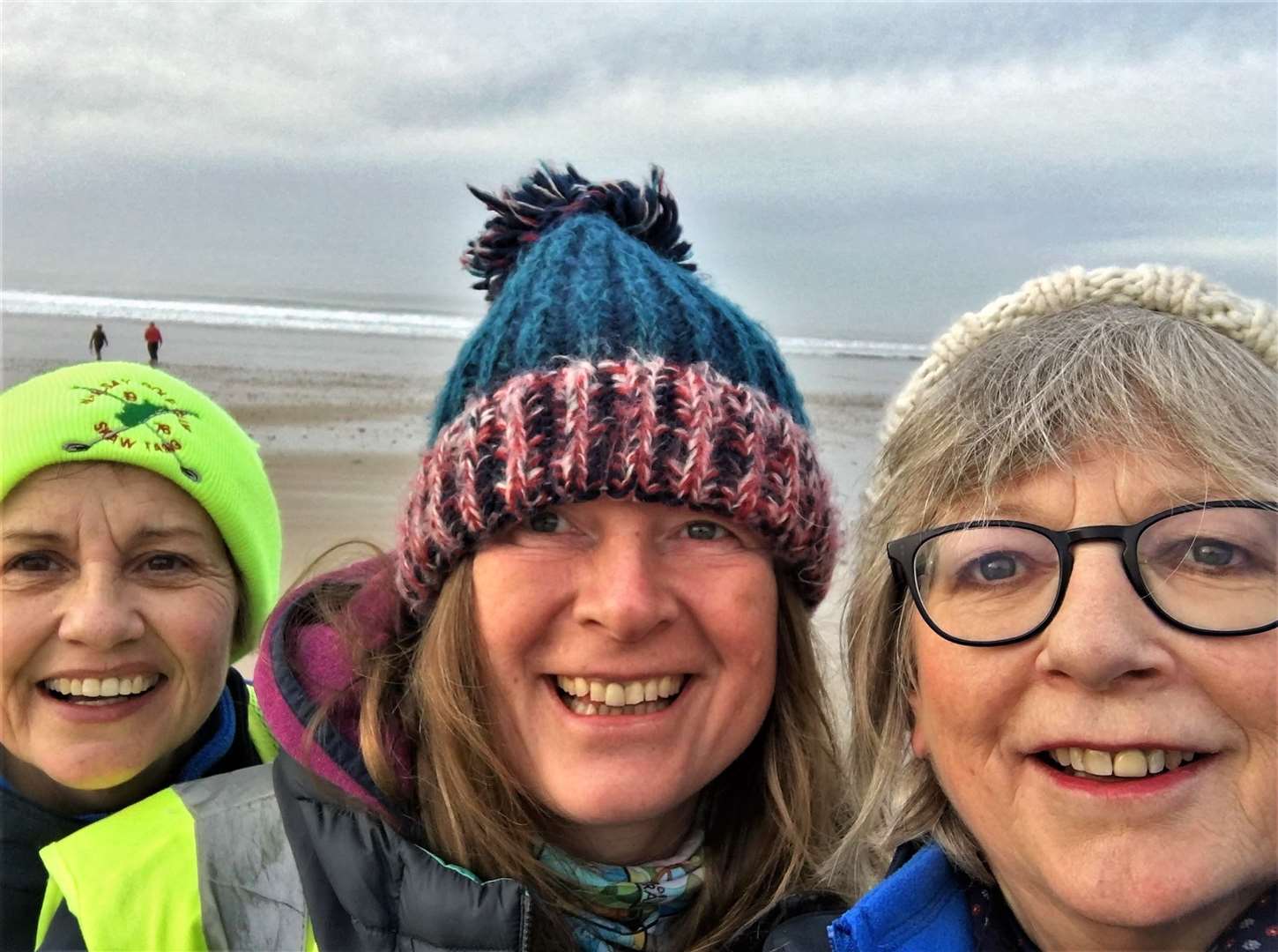 Two well-wishers joined Karen for part of her four-year walking challenge. From left, Angela Williamson, Karen Penny and Isobel Mackay.