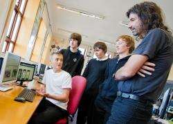 Pupils at Wick High talk through their mobile app ideas.