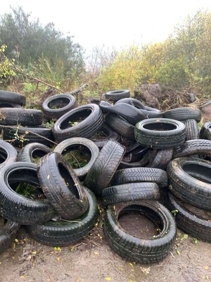 A massive haul of tyres was amongst the waste dumped near Fodderty in one sickening incident.