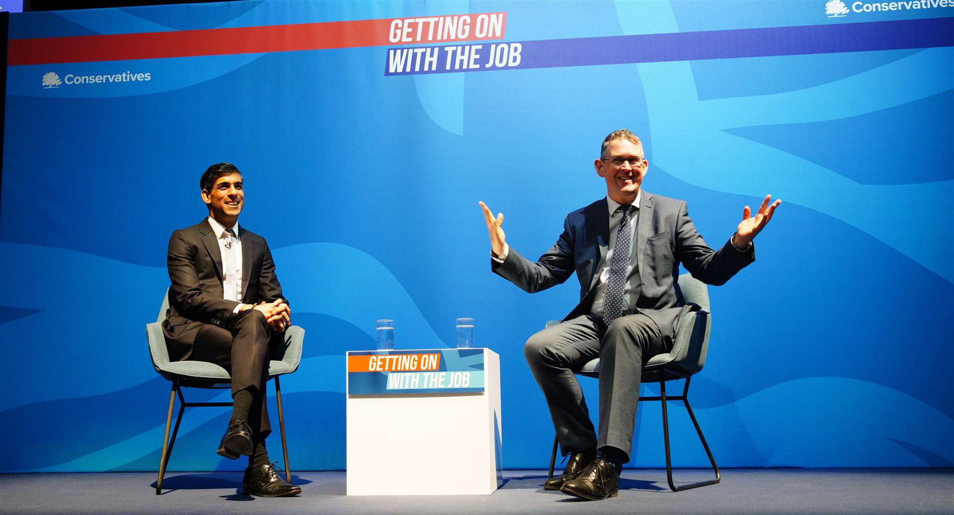 Then-chancellor Rishi Sunak and Paul Maynard during the Conservative Party Spring Forum at Winter Gardens, Blackpool, in March 2022 (Peter Byrne/PA)
