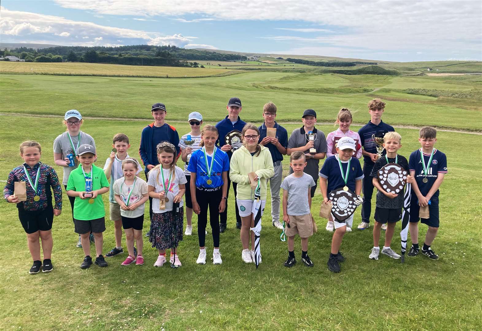 The main prize-winners in Reay's junior open with their silverware. The event was sponsored by TD Gall Ltd.