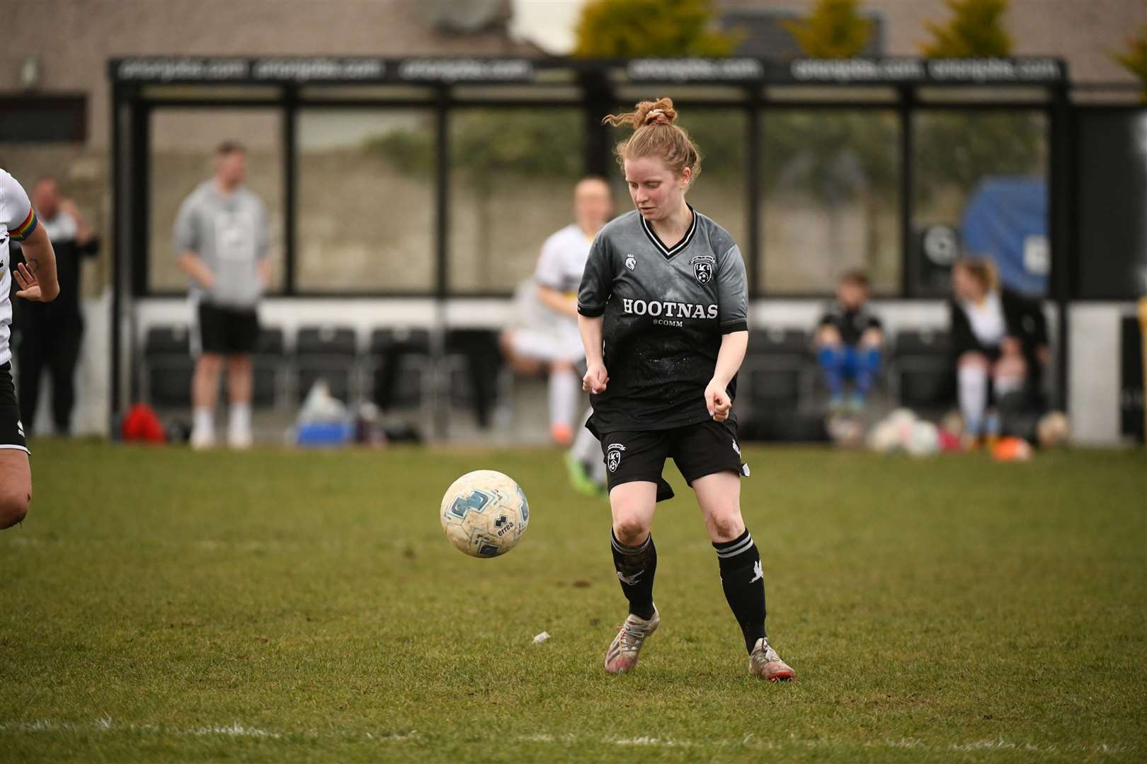 Katrina Findlay takes control of the ball in midfield. Picture: James Mackenzie