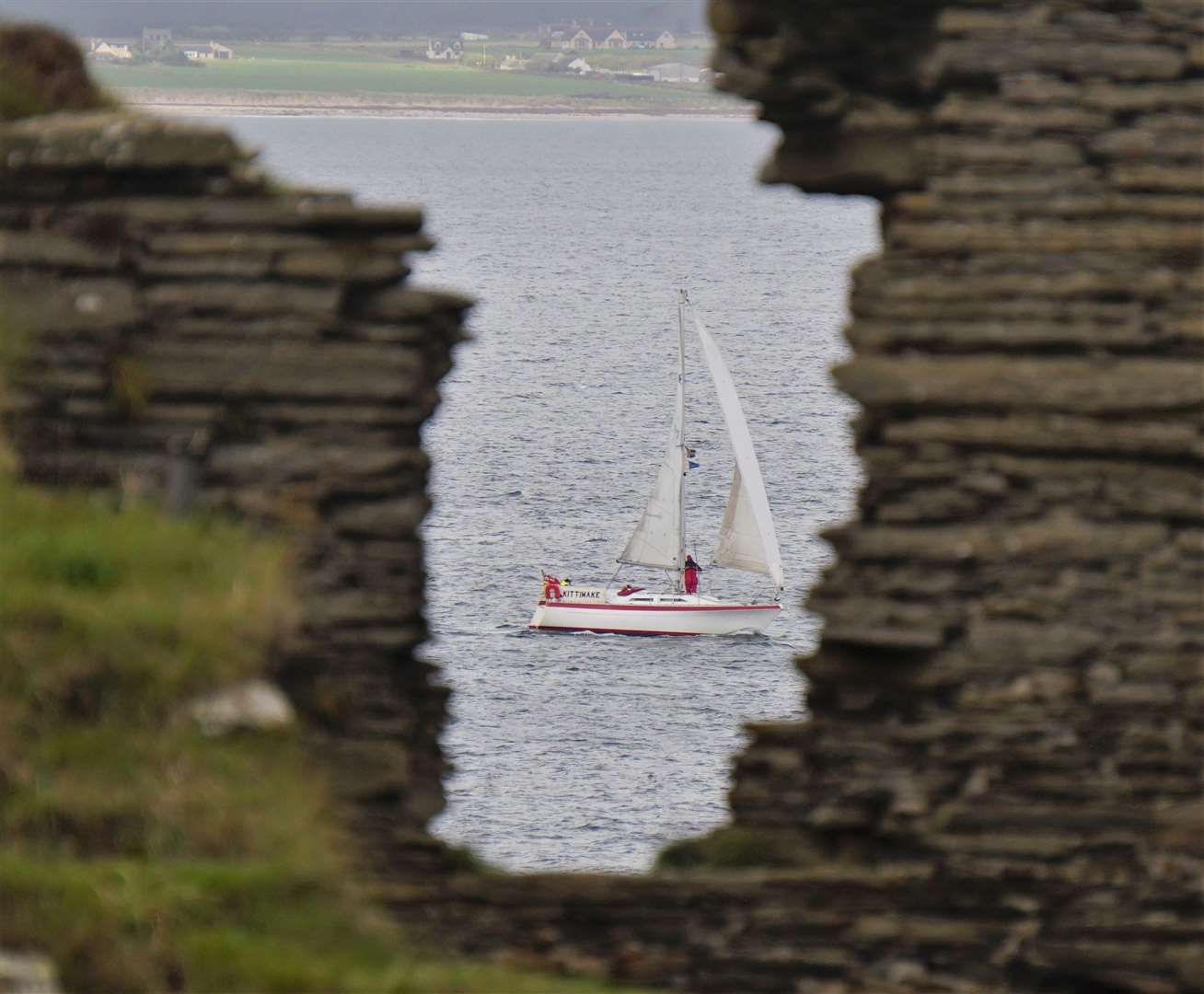 One of the yachts seen from Castle Sinclair Girnigoe. Picture: DGS