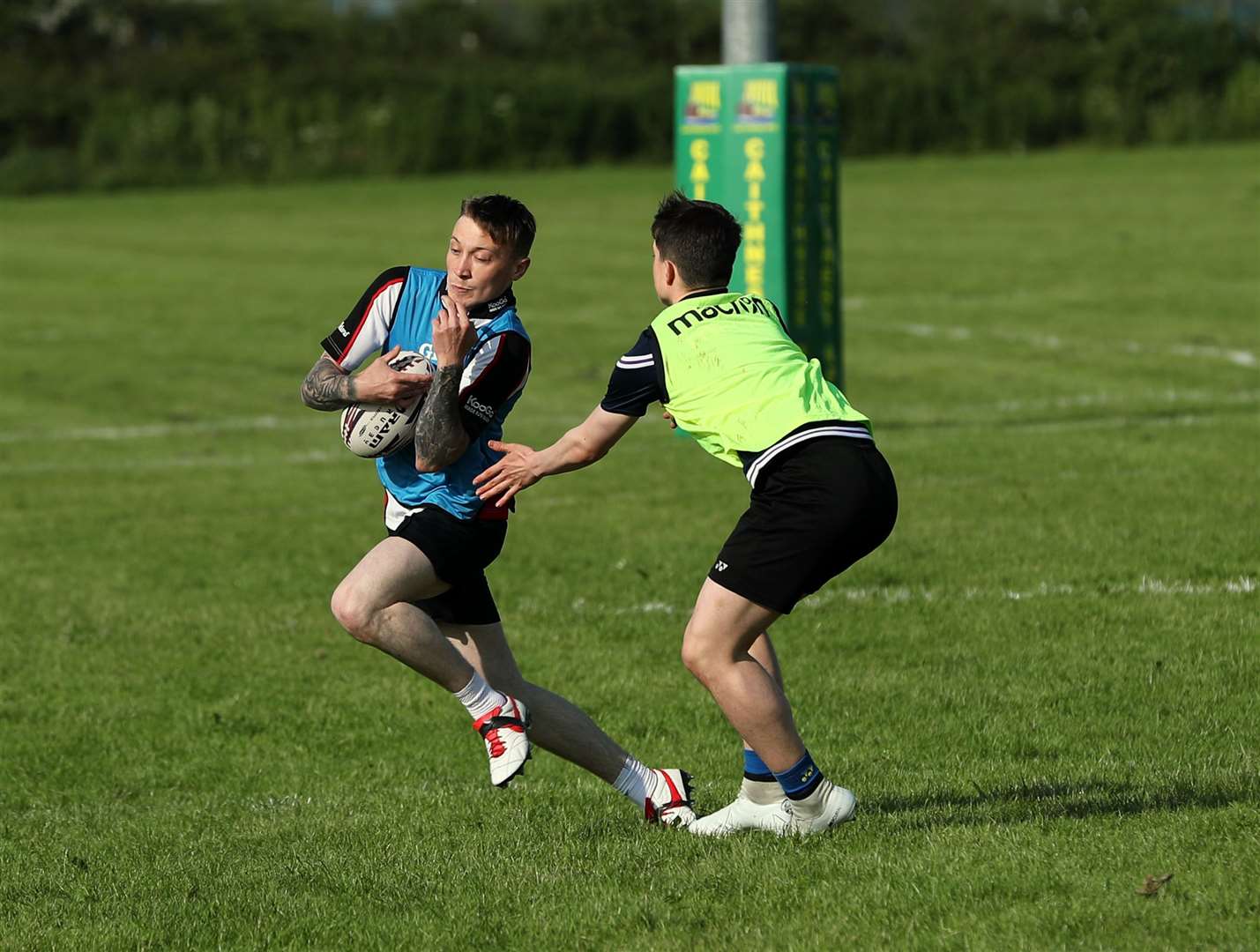 Touch rugby action during the record-breaking effort. Picture: James Gunn
