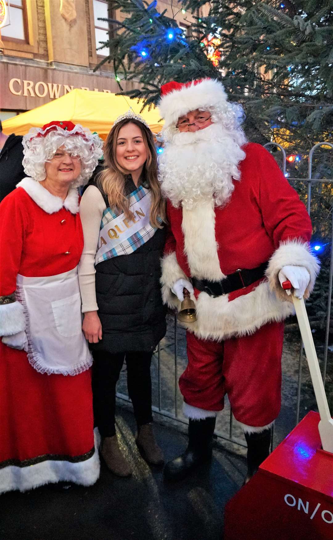 Gala Queen Beth Dunnett switched on the lights along with Santa and Mrs Claus at 4pm as the crowd counted down from 10. Picture: DGS