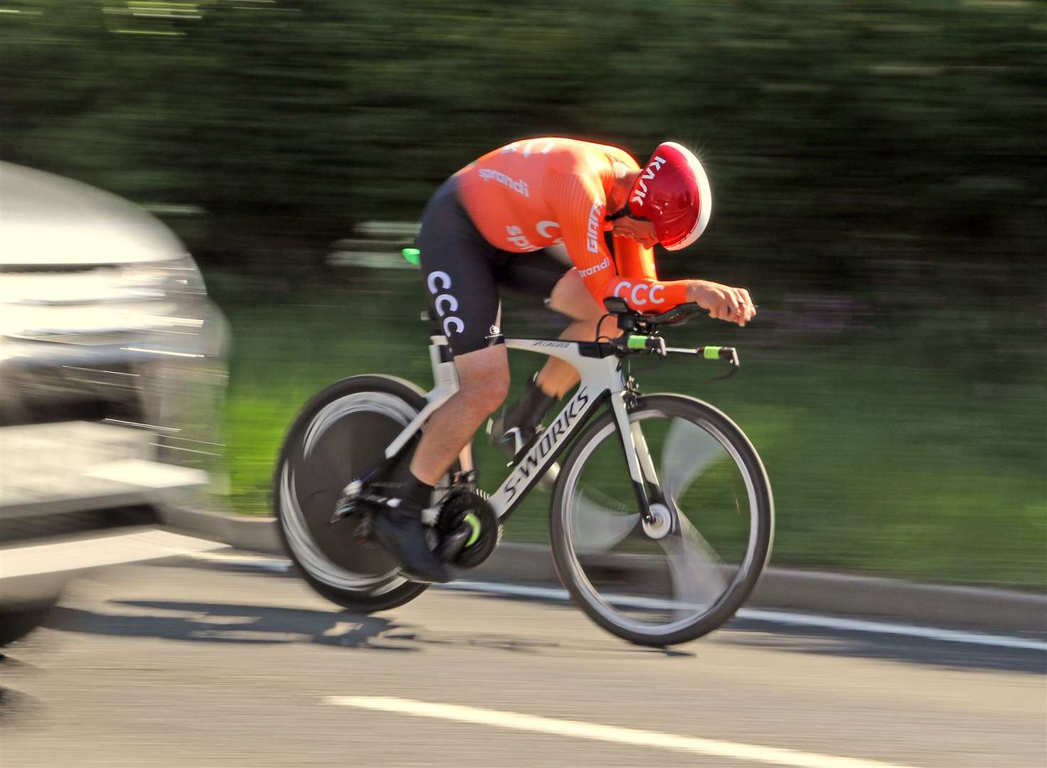 Andrew MacLeod Caithness CC being overtaken by a car.