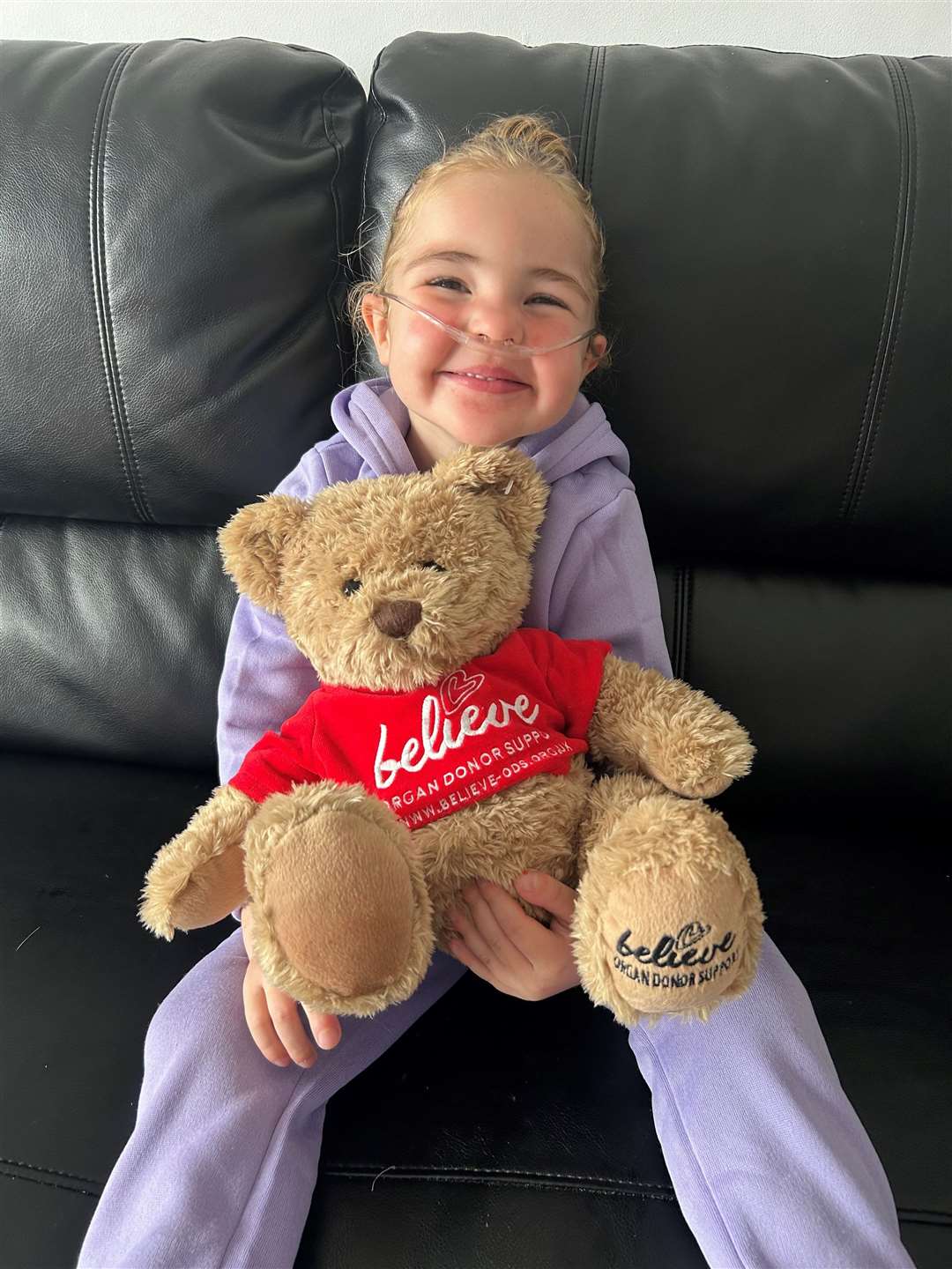 Ava, four, with her teddy bear (Family handout/PA)
