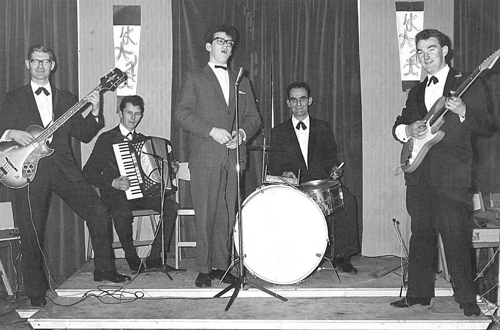 A five-piece band.. but they were known as the Rhythm Four and were popular locally in the 1960s. On stage at the Station Hotel, Wick, were (from left) Sandy Green, Danny Cormack, Johnny Curran, Chris Duncan and Stevie Bremner.