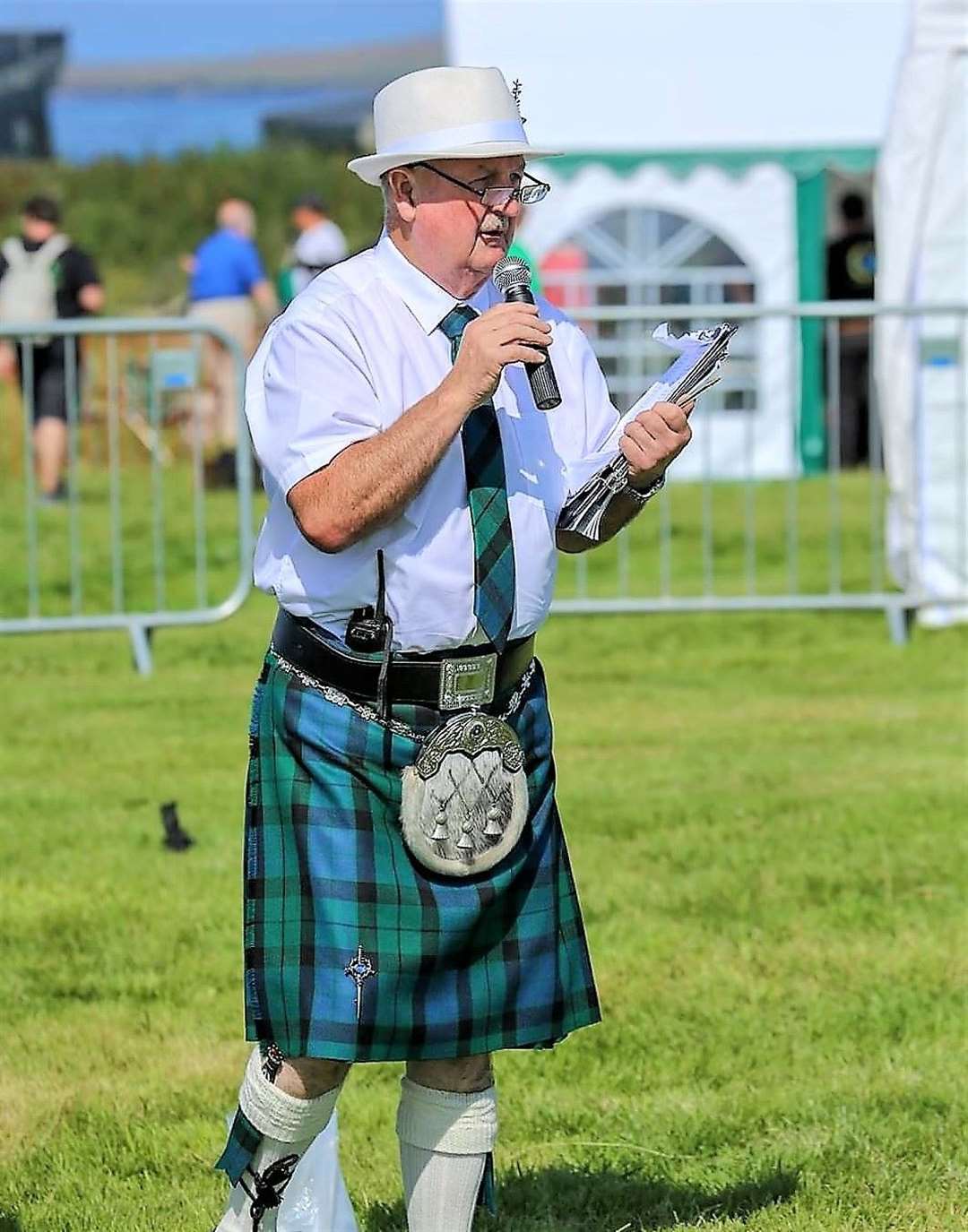 Willie Mackay comperes last year's Mey Highland Games.