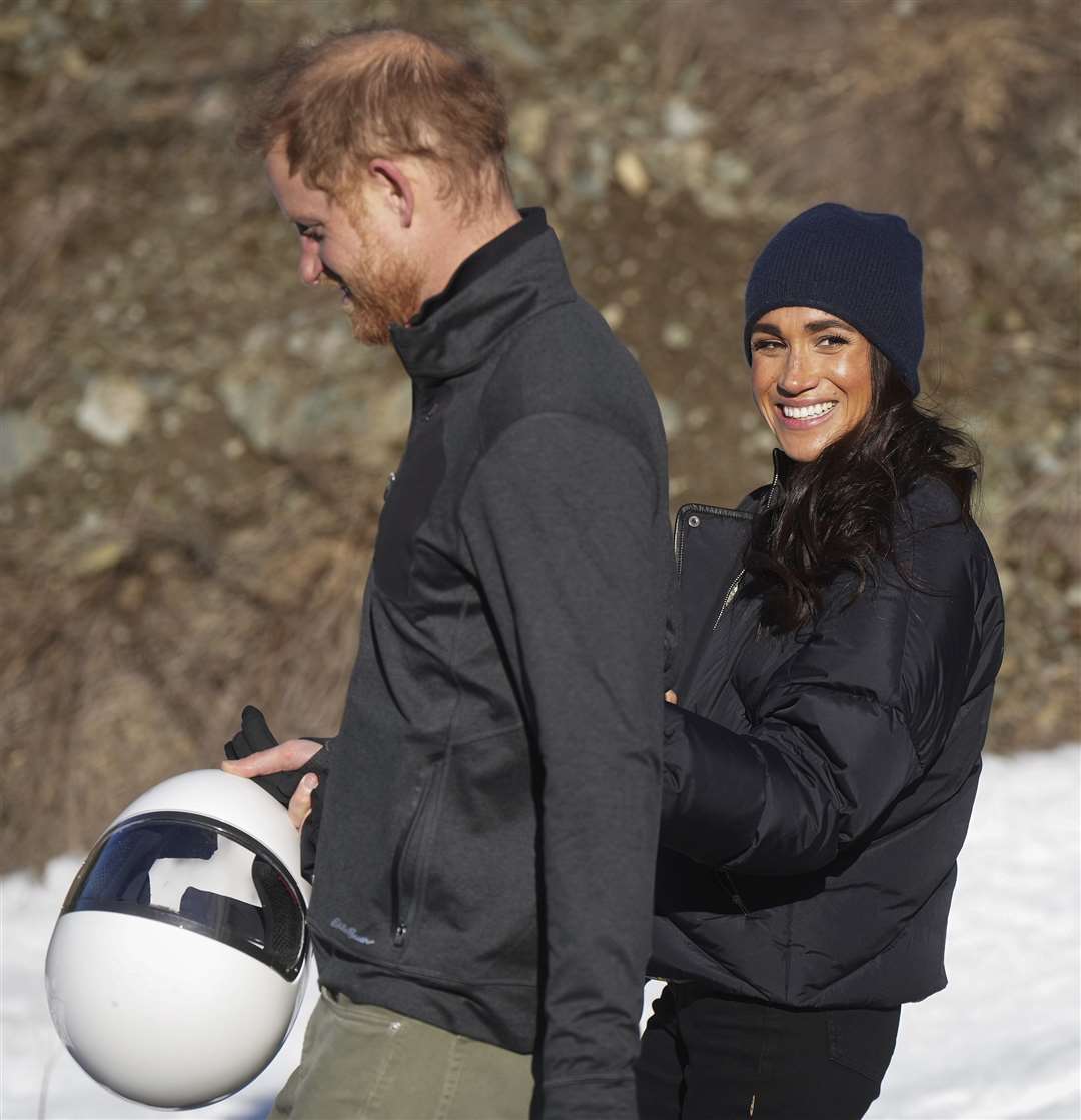 The Duke and Duchess of Sussex in Whistler (Darryl Dyck/The Canadian Press via AP)