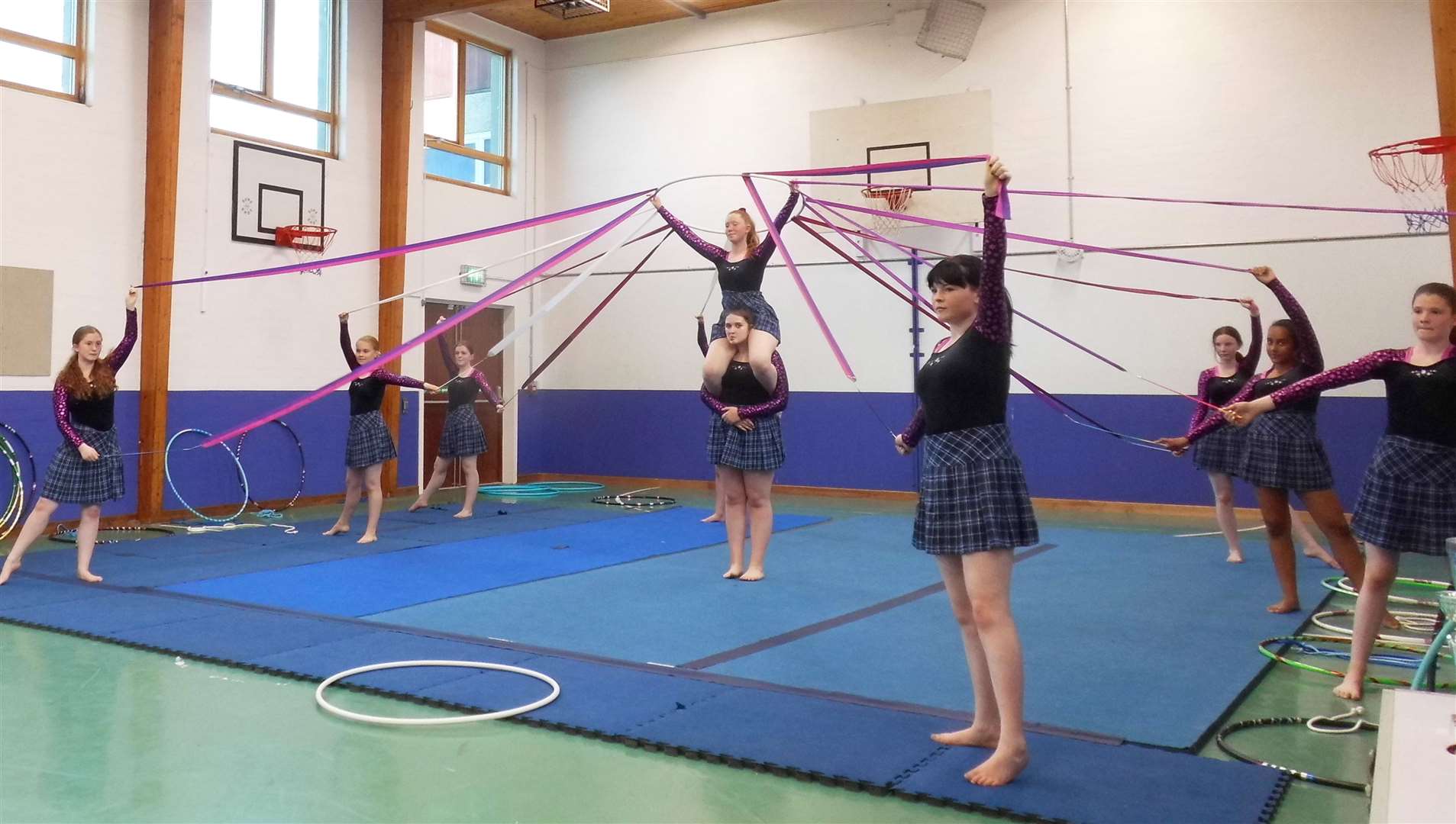 Rhythmic gymnastics showing their skills during the display and presentation evening.