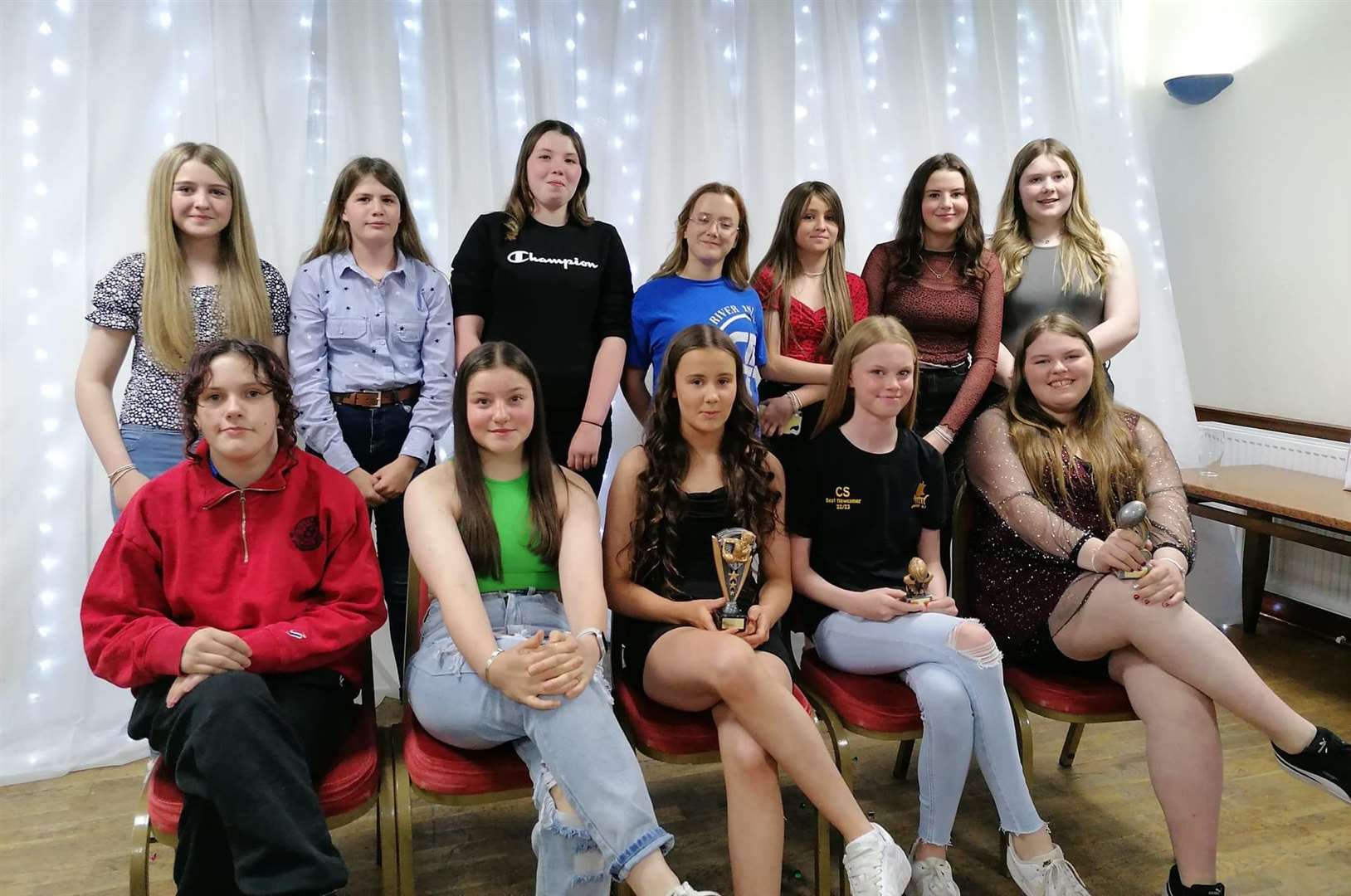 Under-14s at the annual awards held by the Caithness Rugby Football Club girls' section.