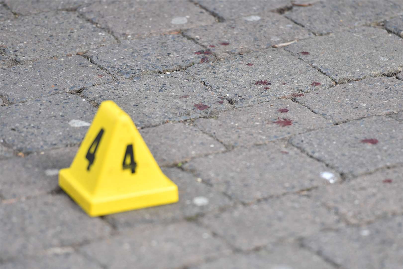 Police marker indicating possible specks of blood on Hurst Walk (Jacob King/PA)