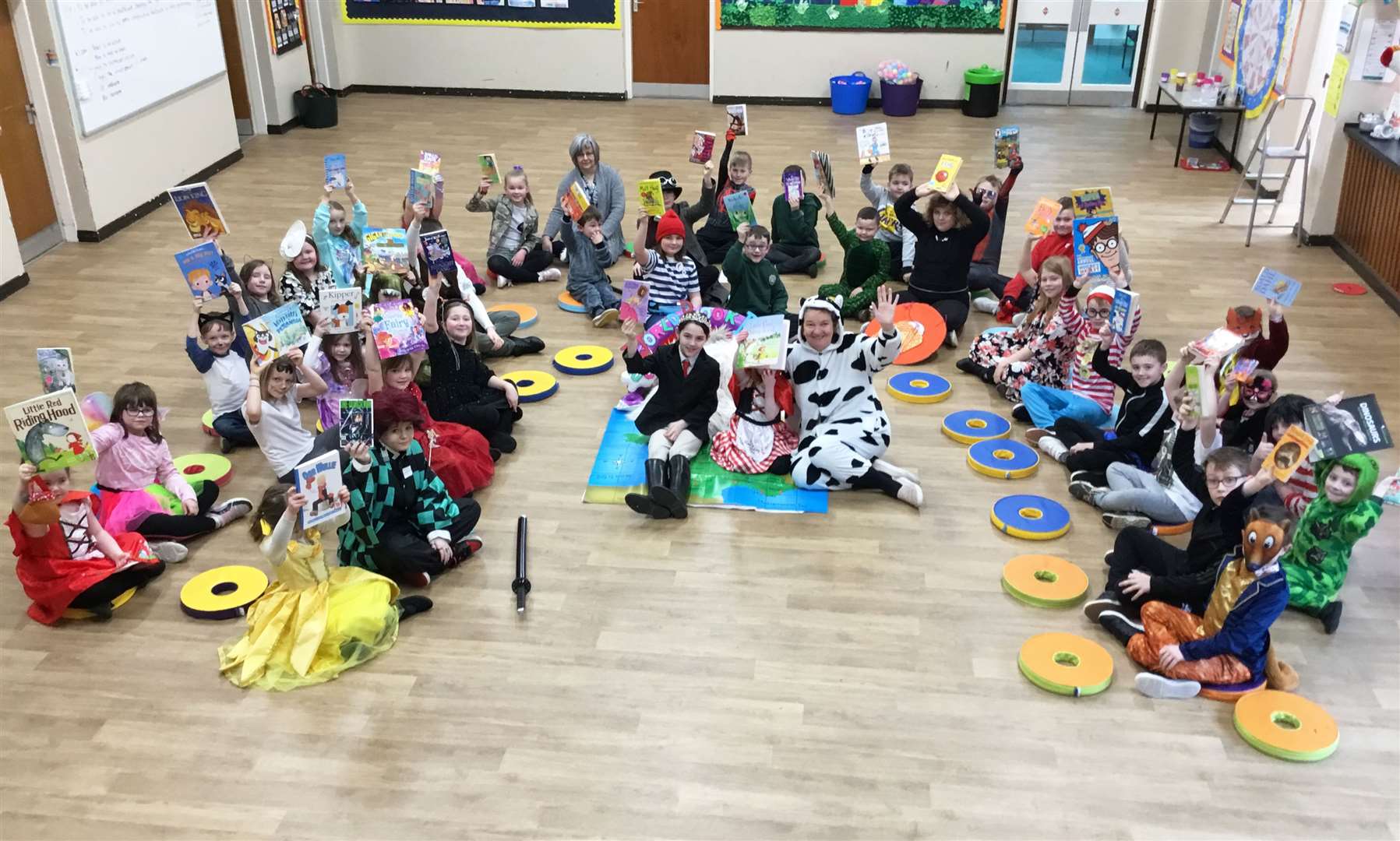 Pupils at Keiss Primary School and Nursery showing their support for the 25th anniversary of World Book Day.