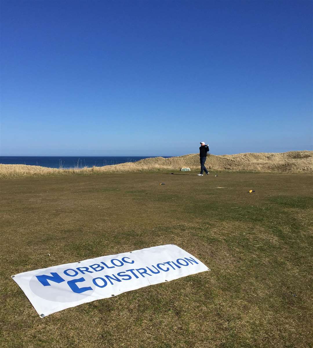 James Howden getting his round under way in Reay Golf Club's Ronnie Wallace Open, sponsored by Norbloc.