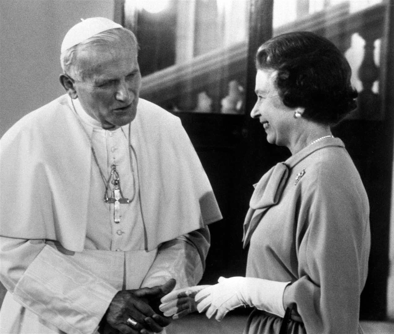 Pope John Paul II and the Queen at Buckingham Palace, London (PA)