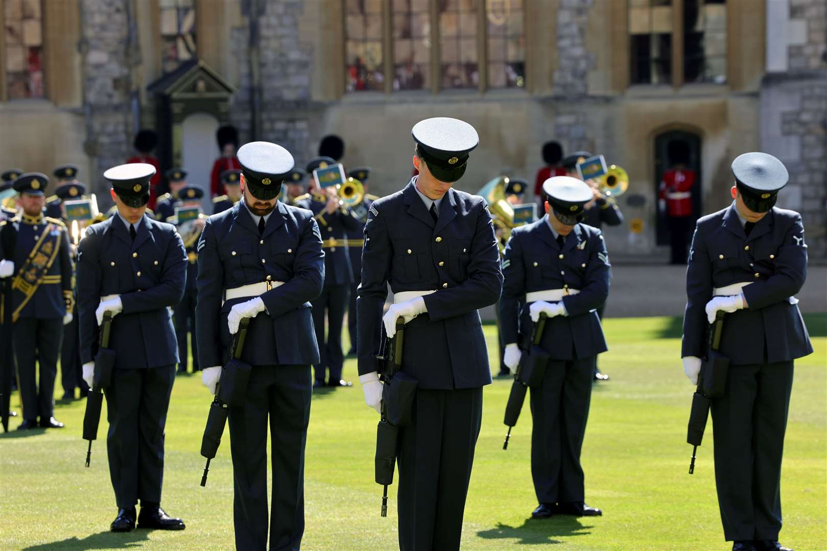 Members of the military observe a minute’s silence (Chris Jackson/PA)