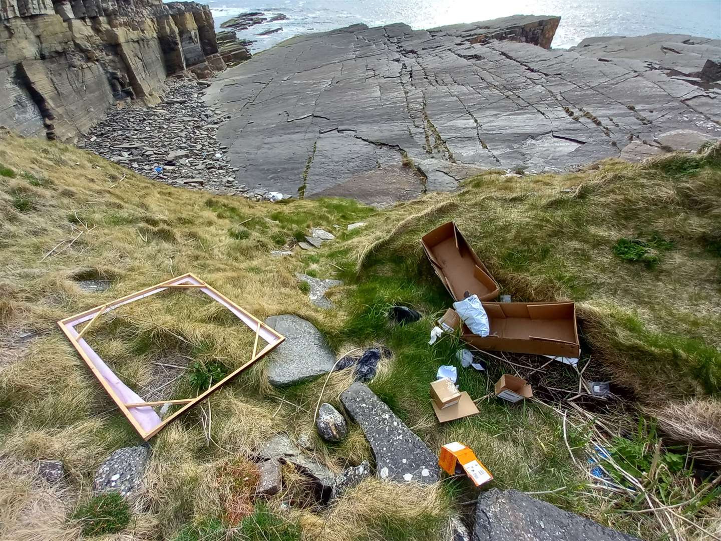 Some of the fly-tipped items encountered by Matt Towe near the Castle of Old Wick on Wednesday. He has reported the matter to Highland Council. Picture: Matt Towe